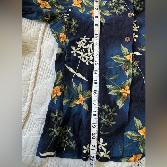 La Cabana Blue Floral Collared Button Down Short Sleeve Blouse Top Shirt Size S - Picture 5 of 7